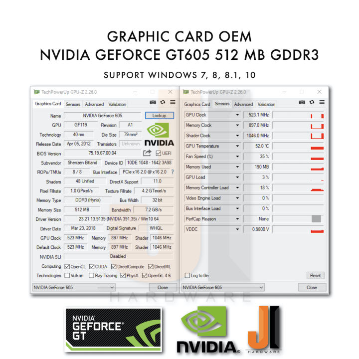 nvidia-geforce-gt605-512mb-32-bit-gddr3-oem-สินค้ามือสองสภาพดี