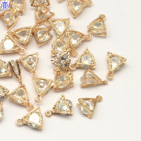 10pcs Triangle Alloy Charms with Cubic Zirconia Light Gold 11x9x5mm Hole: 1mm