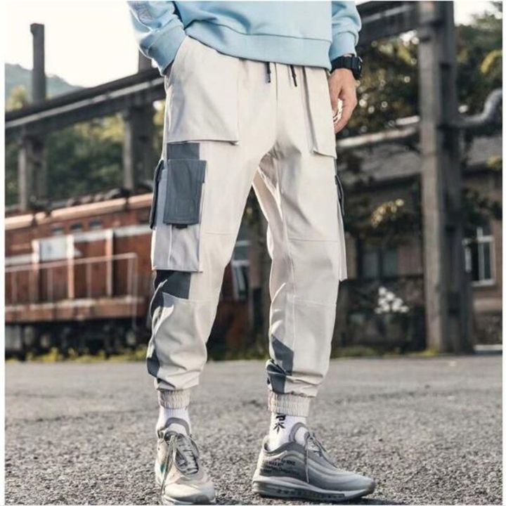 Yushu Hip Hop Streetwear Men'S Splice Joggers Pants Fashion Men Casual Cargo  Pant Trousers High Street Elastic Waist Harem Pant Men | Lazada