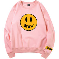 Drew Smiley Face เสื้อกันหนาวฤดูใบไม้ผลิใหม่ Justin Bieber กับย่อหน้าเดียวกัน High Street Casual หลวมขนาดใหญ่เสื้อแขนยาว