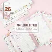 MyPretties 40 Sheets Floral Refill Papers Blank Ruled Daily Weekly Planner A6 for 6 Hole Binder Organizer Notebook Papers Note Books Pads