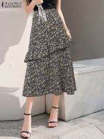 【CC】❇◆✹  Floral Print Skirt ZANZEA Fashion Stitching Skirts 2023 Waist Jupes A-line Falda