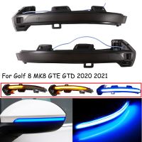 LED Dynamic Side Mirror Indicator, for Golf 8 MK8 GTE GTD 2020 2021 Rearview Turn Signal Flashing Lights, Blue&amp;Amber