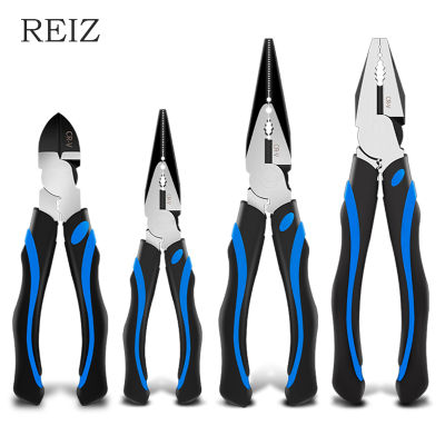 REIZ Cutting Pliers Set Wire Stripping Crimping Tool Cable Cutter Stripper Long Nose Diagonal CR-V Clamp Multitools Repair Tool