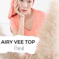 Pela.bkk - Airy Vee Top เสื้อยืดคอวี สีส้มพีช (Coral)