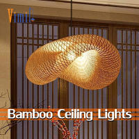 Vimite Bamboo Ceiling Lights Pendant Lamp Hanging Chandelier Ceiling Lighting Fixture For  Teahouse Bar Cafe Dining Room Decorative Lamp