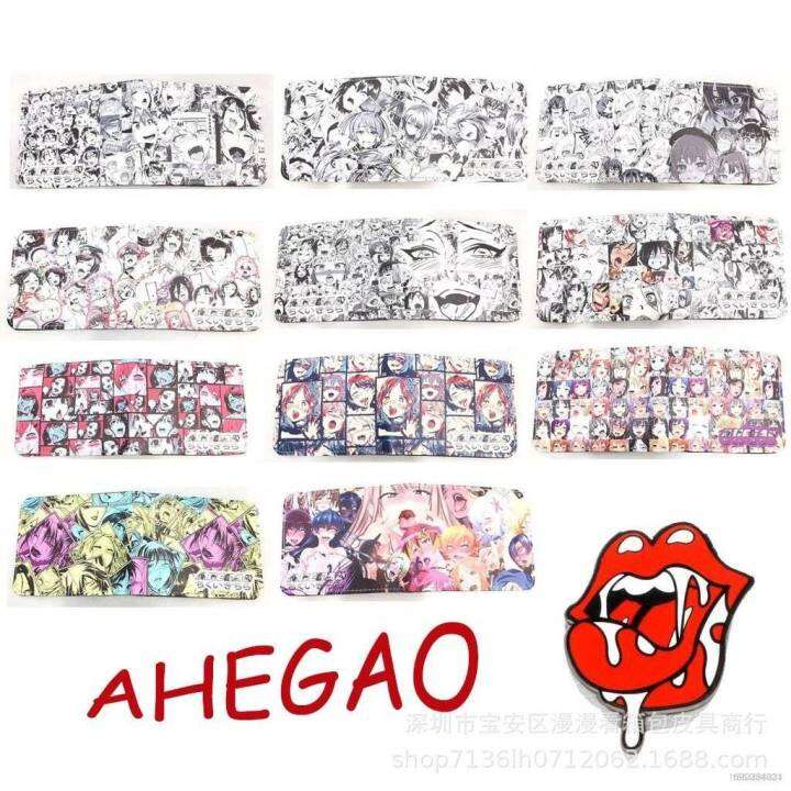 best-ahegao-กระเป๋าสตางค์ใบสั้น-หนัง-pu-พับได้-ลายการ์ตูนอนิเมะ-มังงะน่ารัก-สําหรับใส่เหรียญ-บัตร-และบัตรประชาชน