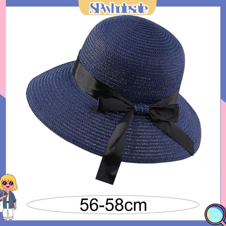 swpl-ริบบิ้นโบว์-ตกแต่ง-หมวกกันแดด-ผู้หญิง-ปีกใหญ่-หมวกฟางฟล็อปปี้-กันแดด-เครื่องประดับแฟชั่น-5211042