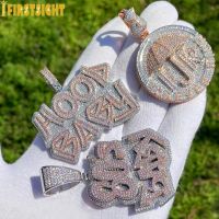 Iced Out Bling CZ Letter Forever Rich Pendant Necklace Two Tone Color Cubic Zirconia Umbrella Money Charm Men Hip Hop Jewelry Fashion Chain Necklaces