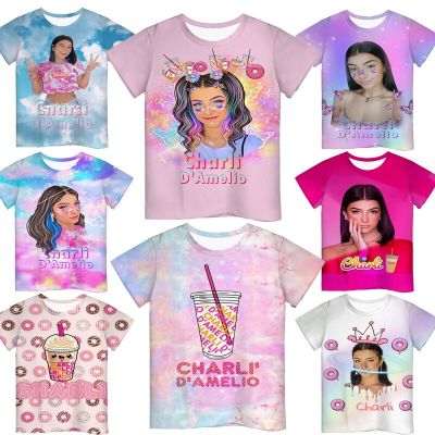 Kids Charli Damelio 3D Print T Shirts for Girls Boys Teens Short Sleeves T-shirts Summer Toddler Children Kawaii Cartoon Tshirts