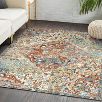 พรมห้องนั่งเล่น Mordern Soft Abstract Distressed Area Rugs For Bedroom Artistic Weavers Chester Boho Moroccan Rubber Backing- Non Skid Printed Persian Rug - Vintage Floor Decoration Kitchen Living &amp; Dining Room Carpet Mat, Carpet Floor Mat