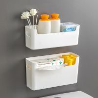 Non Perforated Storage Box Above The Toilet Shelf In The Bathroom