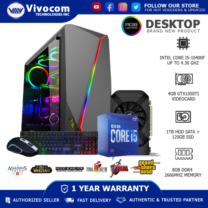 Intel Core i510400F Processor H410M MOTHERBOARD 8GB DDR4 2666MHZ MEMORY 1TB HDD SATA + 120GB