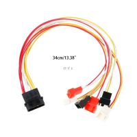 ตัวแยก2pin พัดลมเครื่องทำความเย็น34ซม. Ide Mlex Pc Diy 4-Pin Ide Molex ไปยัง6-พอร์ตตัวแยกพัดลมสายไฟสายไฟ12V 7V 5V