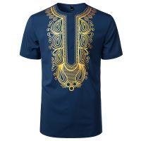 Fashion Mens T Shirt African Style Gold Stamping 3d Print Casual Short Sleeve Loose Oversized Tshirts For Top Clothing Camise