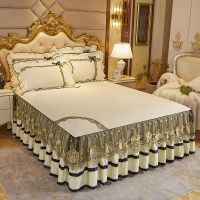 Luxury Bedspread on The Bed Wedding Bed Sheet Lace Bed Cover Blanket Fabric King Queen Size Bed Skirt Velvet with Pillowcases