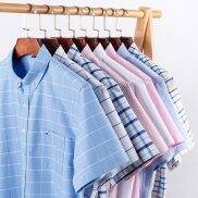 1 100% Cotton Nam Thoáng Khí Oxford Tay Ngắn Hè Áo Sơ Mi Kẻ Sọc Kẻ Sọc
