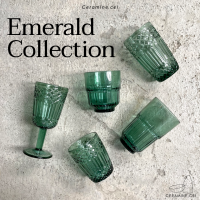 Emerald Collection แก้วใส สีเขียวมรกต มีหลายขนาด แก้วคาเฟ่ แก้วเหล้า แก้วไวน์ แก้วน้ำ สไตล์มินิมอล แก้วเครื่องดื่ม แก้วมินิมอล
