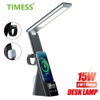 LED Table Lamp 15W Wireless Charger for Fast Charging Station Multi-function Clock Charge Dock Stand