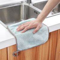 Double-Sided Super Absorbent Rag♥Ready Stock Special Sale♥Thickened Non-Linting Non-Oil Dish Towels Kitchen Coral Fleece Hangable Cleaning Housework Scouring Pads