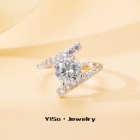 [COD] luxury fashion high-end sense all-match cross classic four-claw simulation diamond ring wholesale opening diamond-set zircon for women