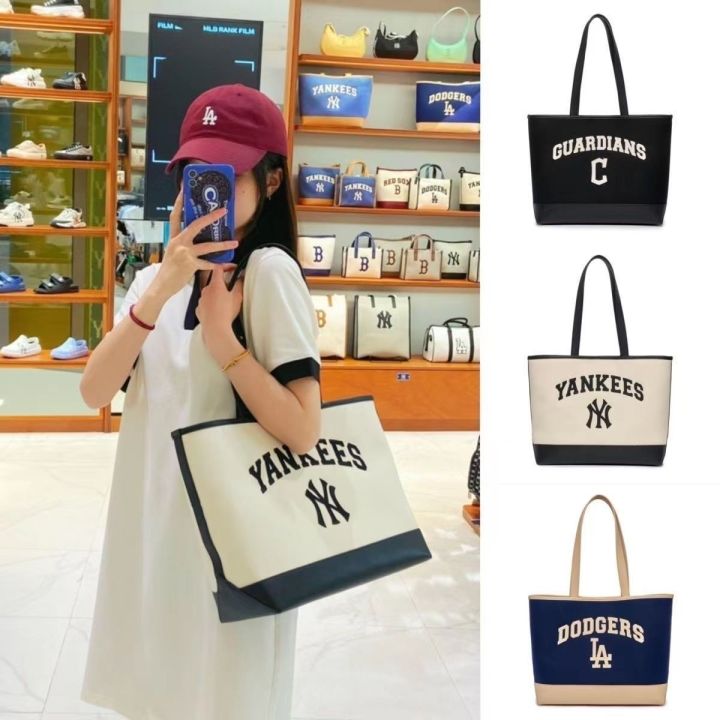 mlb-official-ny-south-korea-ml-new-letter-ny-large-standard-casual-all-match-school-bag-going-out-large-capacity-tote-commuting-bag