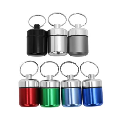 【CW】□  Aluminum Pill with Sealed Storage Flat Head and Keychain for Vitamins Medicine Oils