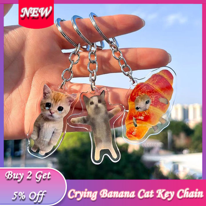 NEW Happy Banana Cat Pendant Keychain