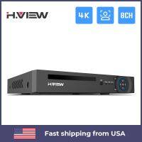 H.View 4K 8Ch Poe Nvr 8Mp กล้องวงจรปิดตรวจจับใบหน้า H.265การเฝ้าระวังผ่านเครือข่ายเครื่องบันทึกวีดีโอเครื่องเสียง Xmeye Onvif