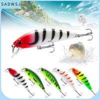 SADWSJ 5pcs/Box ร้อนแรงมาก เบสลายทาง Crankbaits แท็กเกิล ตะขอปลาตะขอ เหยื่อปลาซิวจม เหยื่อปลาซิว