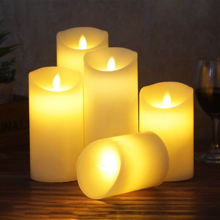 3pcs Smooth Flickering Flame Led Flameless Wax Mood Candles Home Lamp ...