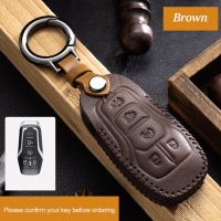 【LZ】∈▧♣  Couro genuíno tampa do caso chave do carro Shell Fob para Ford Fusion Mondeo Mustang F-150 Borda Explorer