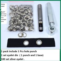 Free Shipping 100 set silver eyelet and Eyelet Punch Die Tool Set for Leather Craft Clothing Grommet Banner - 4mm - 20mm