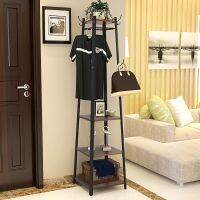 8 Hook Freestanding Coat Rack With Storage Shelves Hall Trees for Scarves Bags and Umbrellas