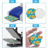 40Pcs Sublimation Blanks Keychain Set Heat Transfer Keychain Ornament MDF Blanks with Key Rings Double-Side Printed