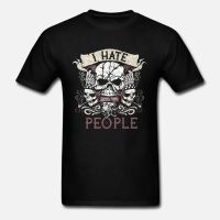 T-shirt เสื้อยืด พิมพ์ลายหัวกะโหลก I Hate People แฟชั่นสําหรับผู้ชายS-5XL  RNJE
