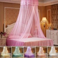 【CW】 Round Top Canopy For Beds Ceiling-Mounted Mosquito Net Free Installation Foldable Bed Canopy with Hook Princess Bed Curtain D30