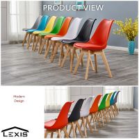 LEXIS Curvy Eames Chair with PU Leather Material &amp; Solid Wood Leg