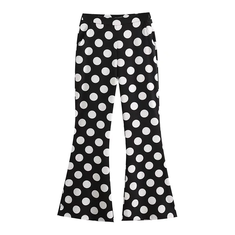 polka dot high waisted trousers