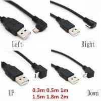 ขึ้นลงทำมุมด้านขวา90องศาปลั๊กไมโคร Usb ค่าบริการข้อมูลเพศชาย Usb ตัวผู้สายต่อ25ซม. 50ซม. สำหรับแท็บเล็ต5ft 1ม