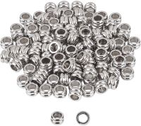 100pcs 8mm Column Spacer Beads 304 Stainless Steel Loose Beads Large Hole Spacer Beads Smooth Surface Beads Finding for DIY Bracelet Necklace Jewelry Making, Hole 5mm