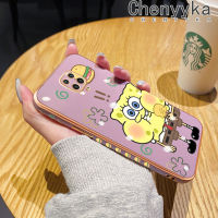 เคส Chenyyyka สำหรับ Xiaomi MI POCO M2 Pro Redmi Note 9S Pro เคสการ์ตูนน่ารักลายสพันชบ็อบสแควร์แพนท์ใหม่กรอบสี่เหลี่ยมชุบเคสนิ่มซิลิกาเจลกันกระแทกฝาครอบป้องกันเคสมือถือ