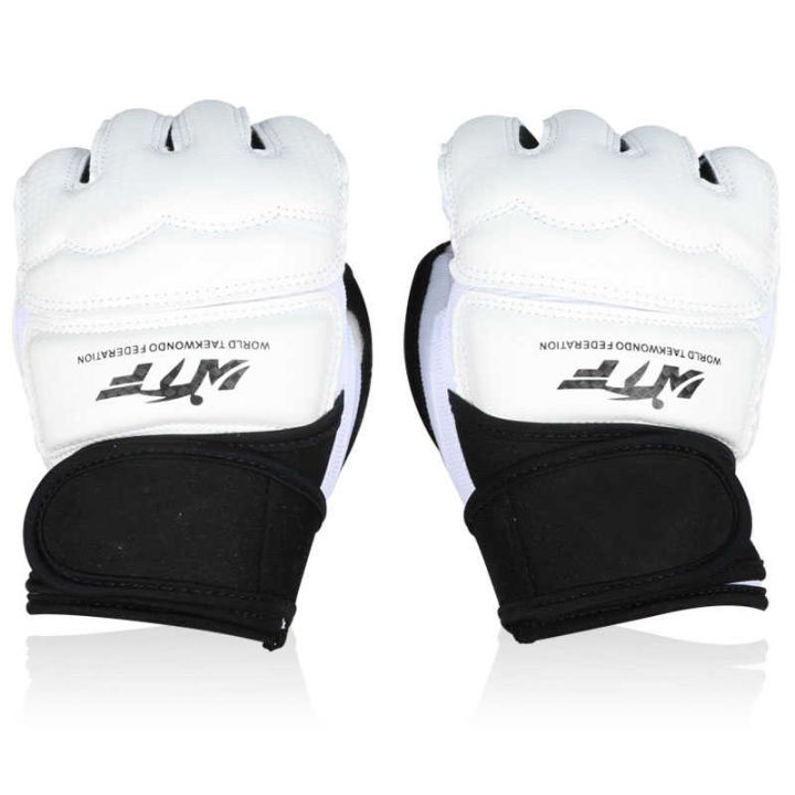 2022-pu-half-finger-taekwondo-gloves-tkd-protector-fighting-mitts-mma-gloves-karate-hands-protector-boxing-gloves-black-color