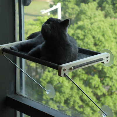 โครงเปลญวนแมวสแตนเลสพับได้เปลแมวเบาะนอนน้องแมวพับได้มีกำลังรับน้ำหนักได้มากและถ้วยดูดที่ถอดออกได้สำหรับ Comfort เหมาะสำหรับและเพลิดเพลินกับวิวหน้าต่างระเบียงชิงช้าแมว