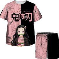 เสื้อลายการ์ตูนญี่ปุ่น1ตัวชุดกางเกงขาสั้นฆ่าปิศาจจาก Kamado Nezuko Kimetsu No Yaiba Streetwear สาวๆน่ารักเสื้อยืด/กางเกงขาสั้น/ชุดสูท