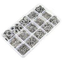 304 Stainless Steel Flat Washer and Lock Washer Assortment Set(1400 Pieces, 8 Sizes) - M2 M2.5 M3 M4 M5 M6 M8 M10