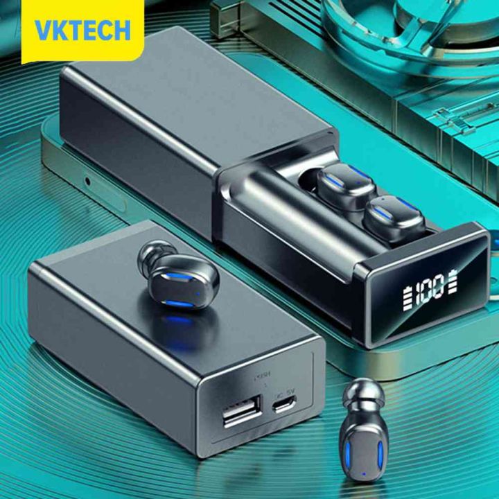 vktech-หูฟังเสียงสเตอริโอหูฟังชนิดใส่ในหูหูฟังบลูทูธสัมผัสอัจฉริยะกันน้ำได้ทุกวันสำหรับกีฬาเล่นเกมเพลง