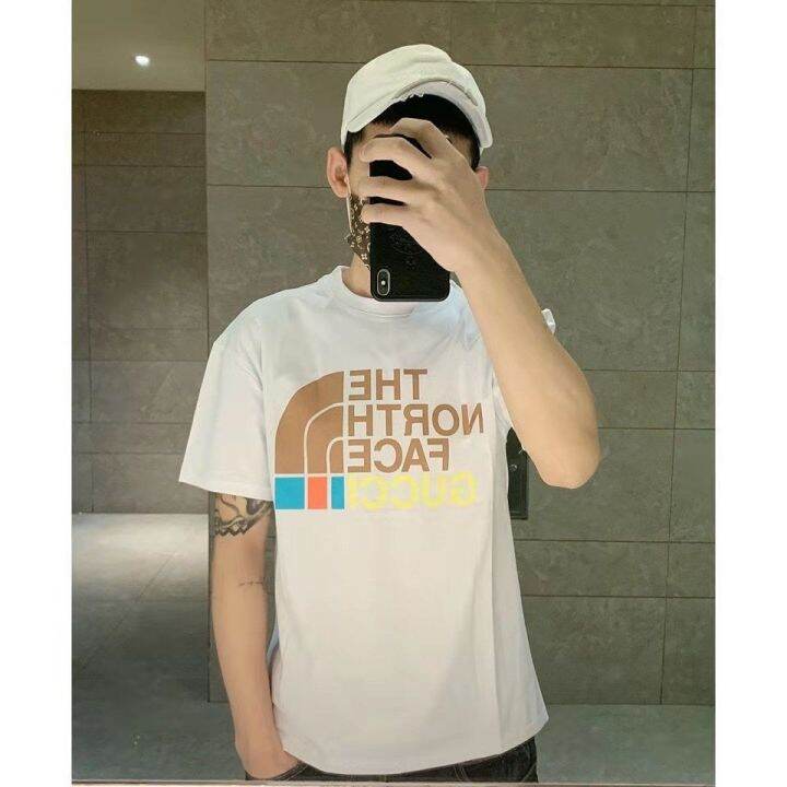 มีเช็น-north-face-เสื้อยืดผ้าฝ้ายพิมพ์ลายคลาสสิก2021แบบใหม่เท่ๆ-north-face-แขนเสื้อแขนสั้นคอกลมโลโก้ยอดนิยมสำหรับผู้หญิงและผู้ชาย