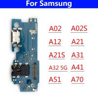 ตัวเชื่อมต่อแท่นเครื่องชาร์จ USB แผงสำหรับชาร์จสายเคเบิลยืดหยุ่นบอร์ดไมโครโฟนสำหรับ Samsung Galaxy A02 A02S A12 A21 A21S A31 A32 A41บอร์ดพอร์ตชาร์จ A71ชาร์จ