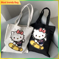 ต้นฉบับกระเป๋า Tas Jinjing Kanvas Hello Kitty สำหรับผู้หญิง2023ใหม่กระเป๋ากระเป๋าถือการ์ตูนแมวคิตตี้สำหรับวัยรุ่นแบบเกาหลีของเด็กผู้หญิงแฟชั่นขายดีกระเป๋าช้อปปิ้งสะพายไหล่